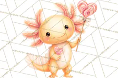 Valentine Axolotl Clipart PNG, Cute Axolotl Valentine Product Image 3