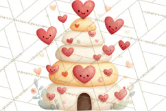 Bee Valentine Clipart PNG, Cute Kawaii Bee With Hearts Product Image 3