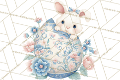 Chinoiserie Easter Clipart, Cute Elegant Bunny Easter Png Product Image 3