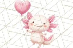 Valentine Axolotl Clipart PNG, Cute Axolotl Valentine Product Image 5