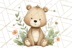 Soft Woodland Baby Clipart, Neutral Baby Shower PNG Product Image 5