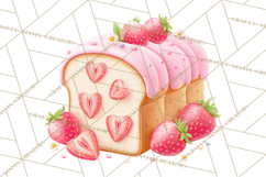 Strawberry Bakery Clipart, Cute Strawberry Pastries Png Product Image 5