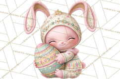 Alien Easter Clipart, Cute Pink Alien Easter Eggs, Soft Png Product Image 2