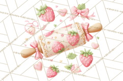 Strawberry Bakery Clipart, Cute Strawberry Pastries Png Product Image 2