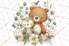 Soft Woodland Baby Clipart, Neutral Baby Shower PNG Product Image 3