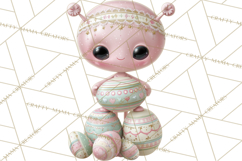 Alien Easter Clipart, Cute Pink Alien Easter Eggs, Soft Png Product Image 3