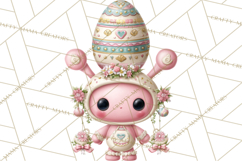 Alien Easter Clipart, Cute Pink Alien Easter Eggs, Soft Png Product Image 5