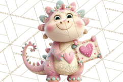 Valentine Dinosaur Clipart PNG Cute Dino Valentine Printable Product Image 2