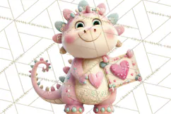 Valentine Dinosaur Clipart PNG Cute Dino Valentine Printable Product Image 2