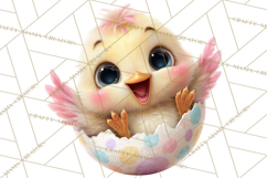 Quirky Easter Chicks Clipart, Cute Cartoon Chicks Pastel Png Product Image 3