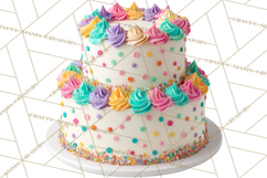 Birthday Cake Clipart, Tiered Cake PNG, Drip Cake PNG Product Image 4