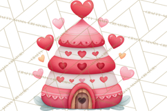 Bee Valentine Clipart PNG, Cute Kawaii Bee With Hearts Product Image 4