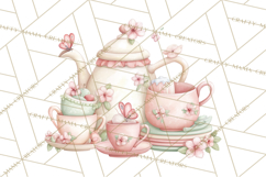 Tea Party Dreams PNG, Girly Pastel Desserts Teacups Clipart Product Image 4