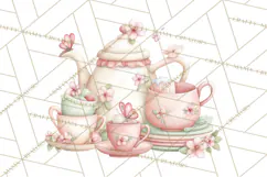 Tea Party Dreams PNG, Girly Pastel Desserts Teacups Clipart Product Image 4