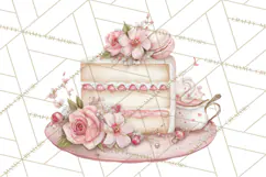 Tea Party Dreams PNG, Girly Pastel Desserts Teacups Clipart Product Image 2