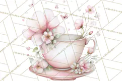 Tea Party Dreams PNG, Girly Pastel Desserts Teacups Clipart Product Image 4