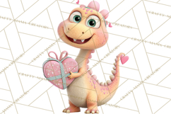 Valentine Dinosaur Clipart PNG Cute Dino Valentine Printable Product Image 5