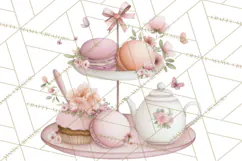 Tea Party Dreams PNG, Girly Pastel Desserts Teacups Clipart Product Image 5