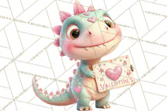 Valentine Dinosaur Clipart PNG Cute Dino Valentine Printable Product Image 2