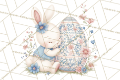 Chinoiserie Easter Clipart, Cute Elegant Bunny Easter Png Product Image 5