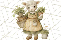 Vintage Garden Animals Clipart, Ducklings Bunnies Lambs Product Image 5