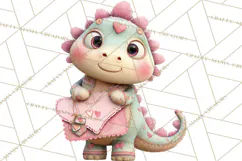 Valentine Dinosaur Clipart PNG Cute Dino Valentine Printable Product Image 2