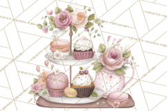 Tea Party Dreams PNG, Girly Pastel Desserts Teacups Clipart Product Image 2