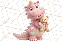 Valentine Dinosaur Clipart PNG Cute Dino Valentine Printable Product Image 3