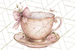 Tea Party Dreams PNG, Girly Pastel Desserts Teacups Clipart Product Image 4