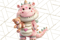 Valentine Dinosaur Clipart PNG Cute Dino Valentine Printable Product Image 2