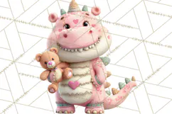 Valentine Dinosaur Clipart PNG Cute Dino Valentine Printable Product Image 2