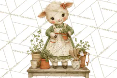 Vintage Garden Animals Clipart, Ducklings Bunnies Lambs Product Image 2