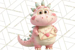 Valentine Dinosaur Clipart PNG Cute Dino Valentine Printable Product Image 2