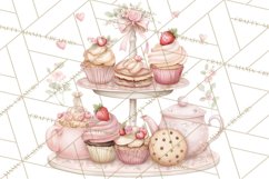 Tea Party Dreams PNG, Girly Pastel Desserts Teacups Clipart Product Image 4