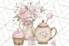 Tea Party Dreams PNG, Girly Pastel Desserts Teacups Clipart Product Image 5