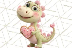 Valentine Dinosaur Clipart PNG Cute Dino Valentine Printable Product Image 2