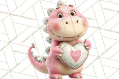 Valentine Dinosaur Clipart PNG Cute Dino Valentine Printable Product Image 3