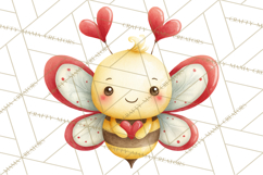 Bee Valentine Clipart PNG, Cute Kawaii Bee With Hearts Product Image 3