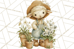 Vintage Garden Animals Clipart, Ducklings Bunnies Lambs Product Image 3