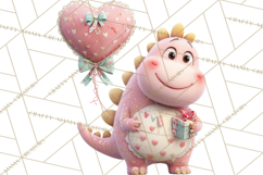 Valentine Dinosaur Clipart PNG Cute Dino Valentine Printable Product Image 5