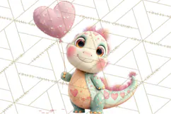 Valentine Dinosaur Clipart PNG Cute Dino Valentine Printable Product Image 3