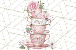 Tea Party Dreams PNG, Girly Pastel Desserts Teacups Clipart Product Image 3