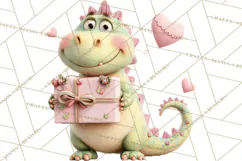 Valentine Dinosaur Clipart PNG Cute Dino Valentine Printable Product Image 5