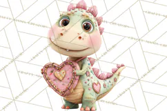 Valentine Dinosaur Clipart PNG Cute Dino Valentine Printable Product Image 2