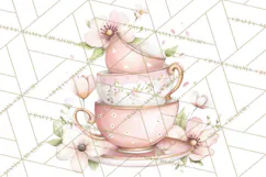 Tea Party Dreams PNG, Girly Pastel Desserts Teacups Clipart Product Image 3
