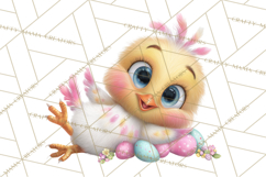 Quirky Easter Chicks Clipart, Cute Cartoon Chicks Pastel Png Product Image 4