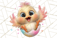 Quirky Easter Chicks Clipart, Cute Cartoon Chicks Pastel Png Product Image 5