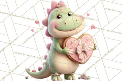 Valentine Dinosaur Clipart PNG Cute Dino Valentine Printable Product Image 2