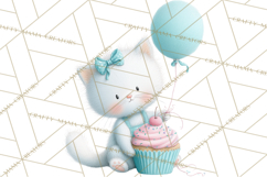 Pastel Birthday Clipart, Cute Party Animals PNG Product Image 4