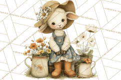 Vintage Garden Animals Clipart, Ducklings Bunnies Lambs Product Image 4